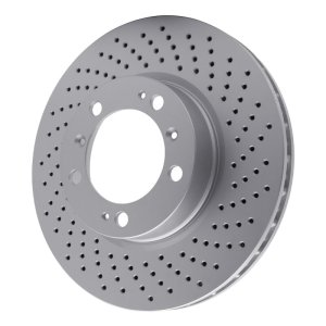 Porsche 911 Brake Rotor (1) - Right Front - R1 Concepts - Hi-Carbon Alloy GeoMET Coated Drilled Rotor - `98-`12